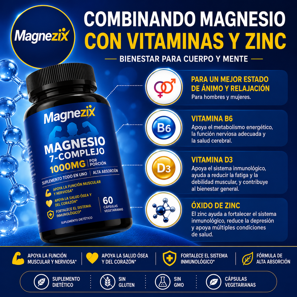 Magnezix Magnesio 7-Complejo 1000 mg